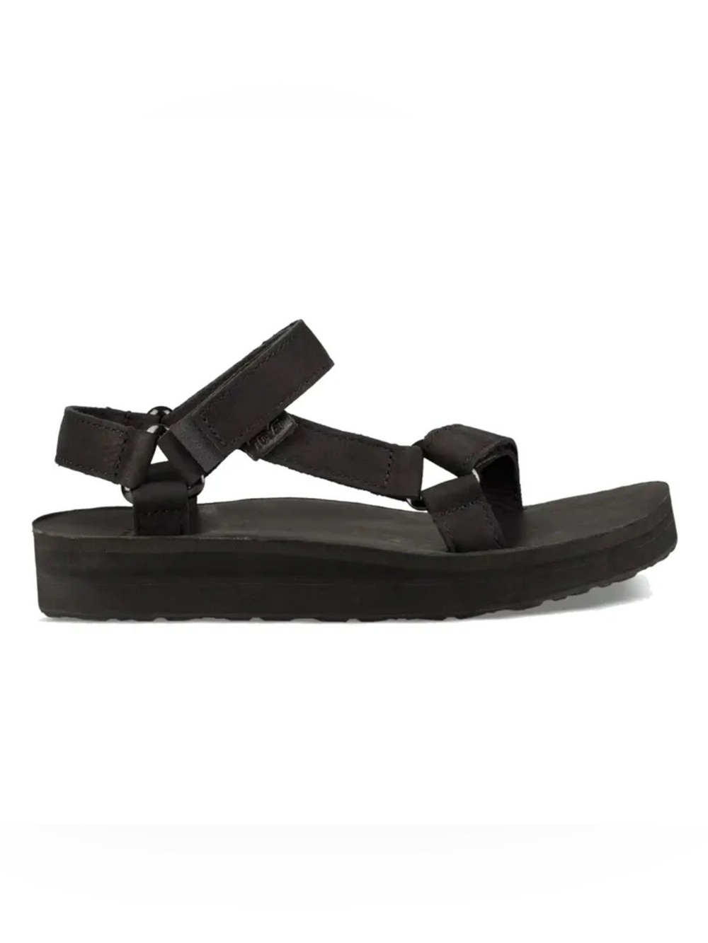 Teva Leather Open Toe Strappy Midform Universal Sandals Black Size 8